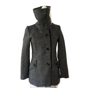 Buffalo Black & White high funnel furlined neck coat side zipper size small